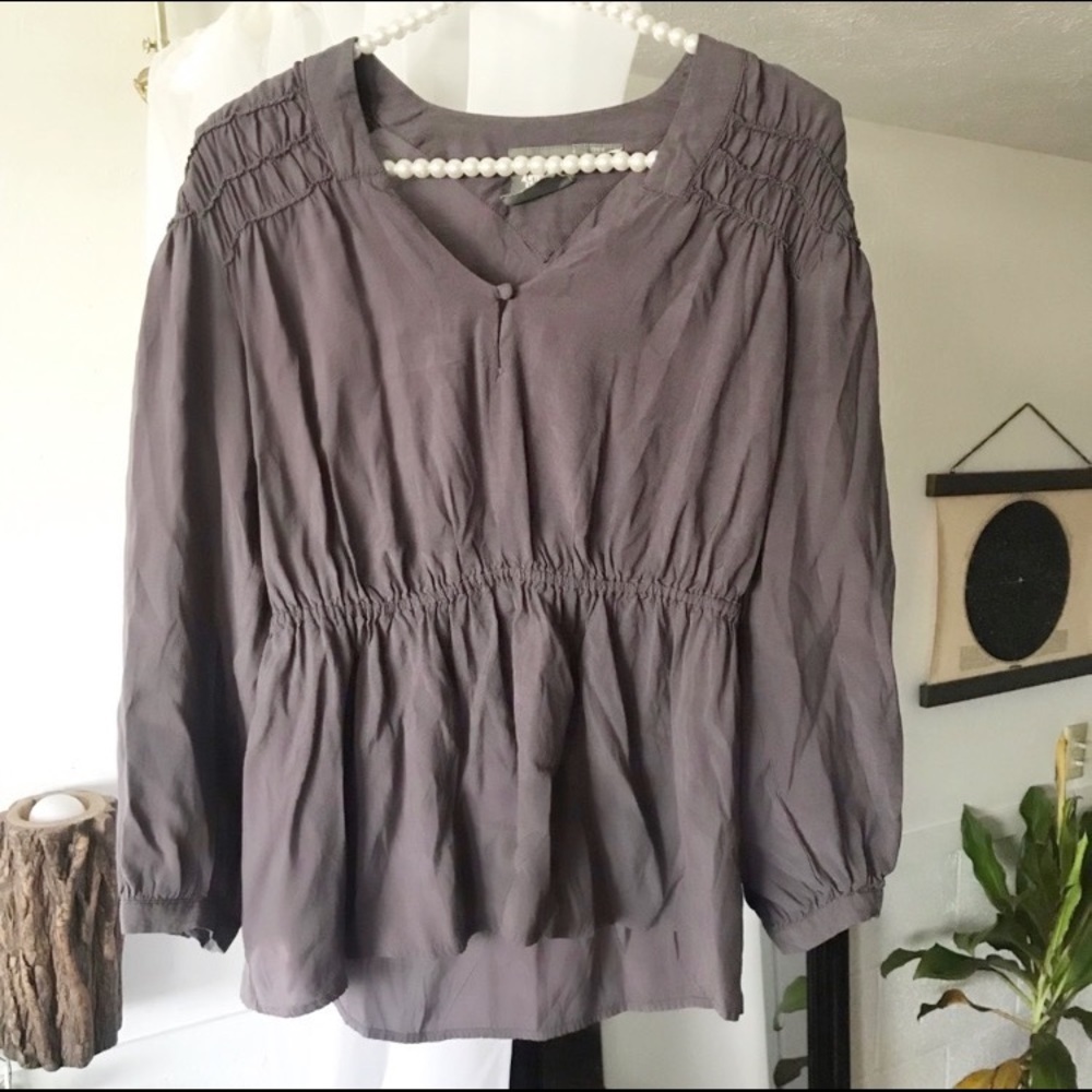 Anthropologie Girls From Savoy Purple Peasant Top